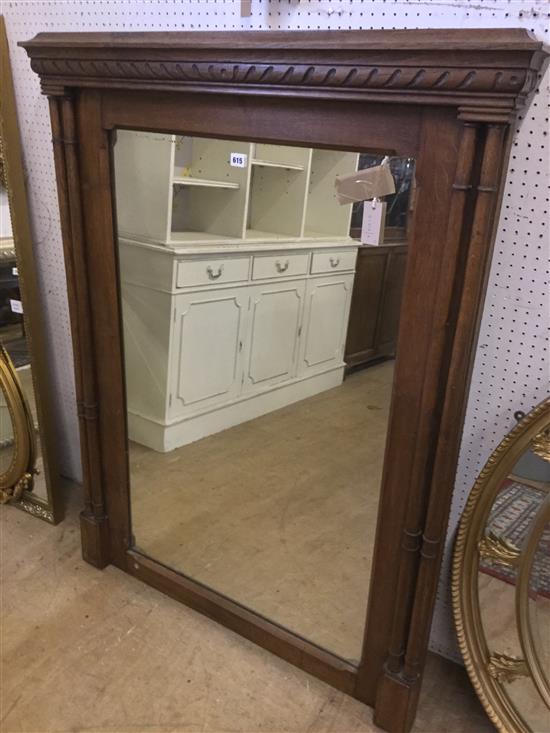 Edwardian oak frame rectangular wall mirror